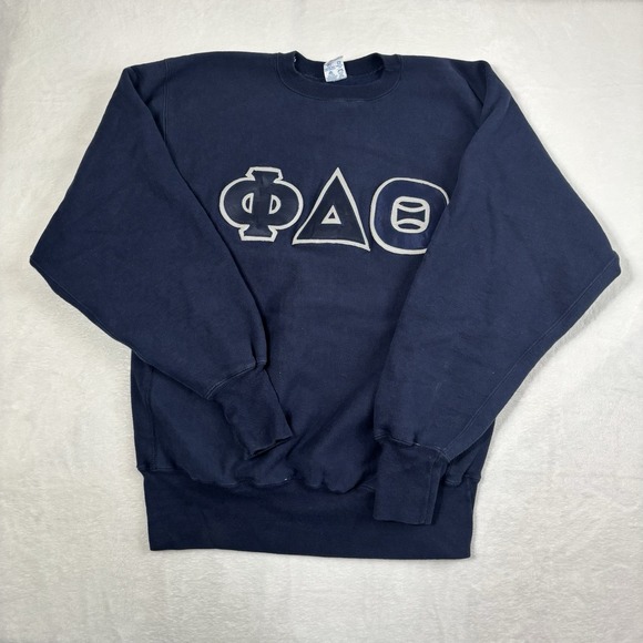 VTG Champion Reverse Weave Phi Delta Blue Pullover LS‎ Sweatshirt Men's XL